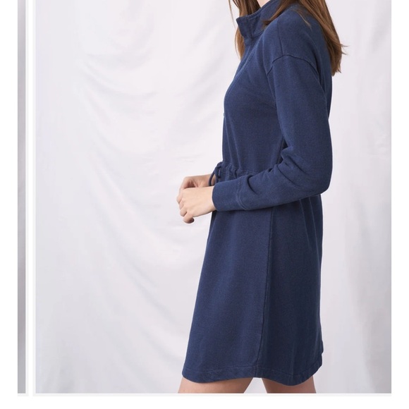 United By Blue Organic Indigo Terry Mini Blue Long-Sleeve Dress XS NWT - Picture 7 of 8